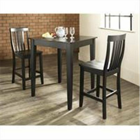 MODERN MARKETING Crosley Furniture 3 Piece Pub Dining Set with Tapered Leg and School House Stools in Black Finish KD320007BK